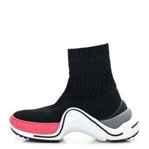 LOUIS VUITTON Stretch Textile LV Archlight Sneaker Boots Fuchsia Black